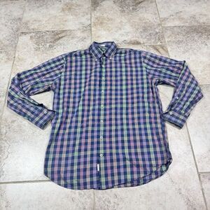 Peter Millar Crown Mens Large Long Sleeve Shirt Button Down Multicolor Check